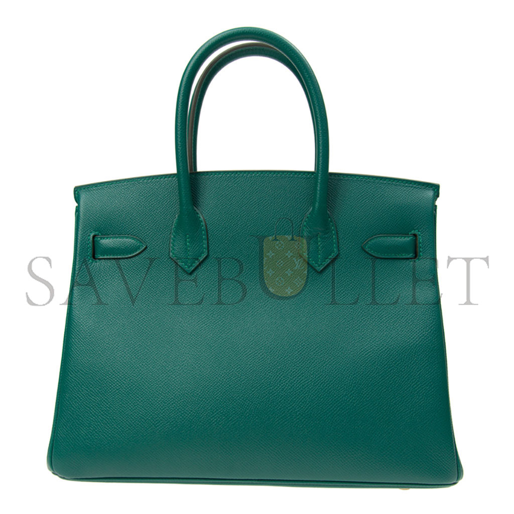 HERMES BIRKIN 30 EPSOM VELVET GREEN GOLD BUCKLE BAG BK30Z6EPGP (30*23*15cm)